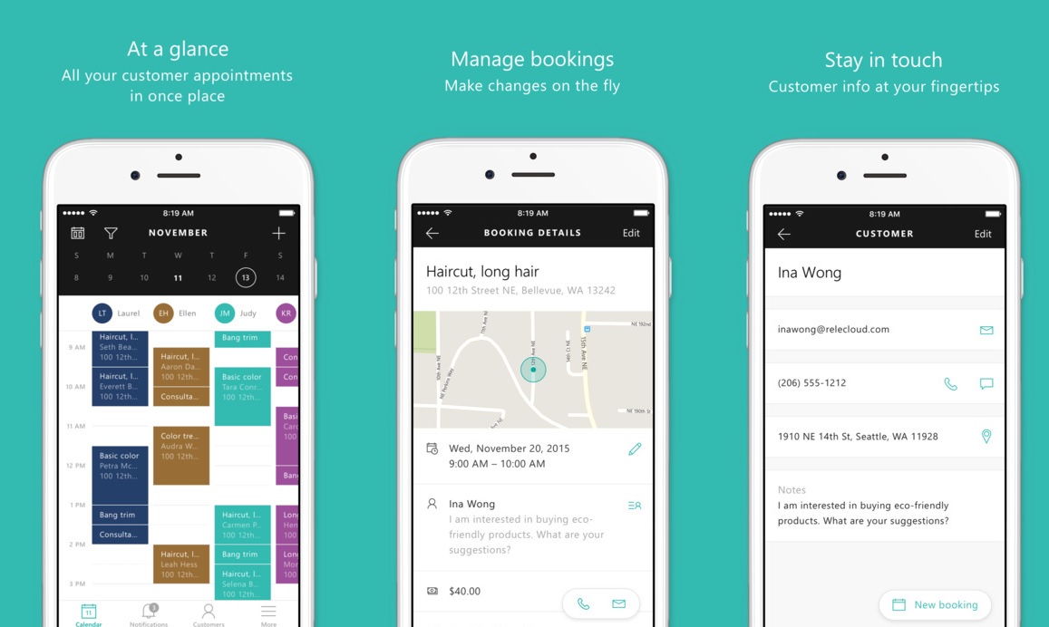 screenshot of Microsoft Bookings